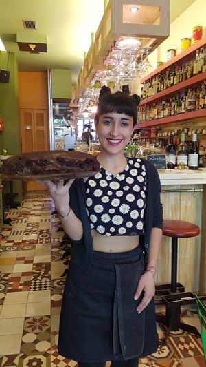 Chocolate hazelnut cake at Cafe Bar 67 in Athens