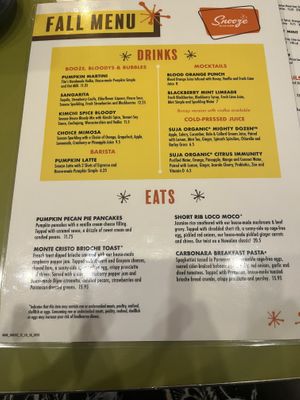 Seasonal menu  at Snooze - Larimer St in Denver