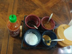 Condiments on table at Oriental Food Market & Take-out in West Palm Beach