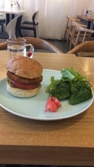 A delicious Tofu burger at ZeroGo in Beijing