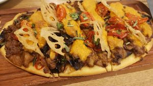 Eggplant&Lotus root pizza at ZeroGo in Beijing