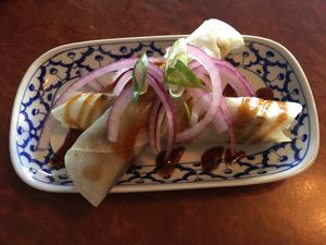 Mock duck pancakes  at Madame K's Vegetarian - Williamstown in Williamstown