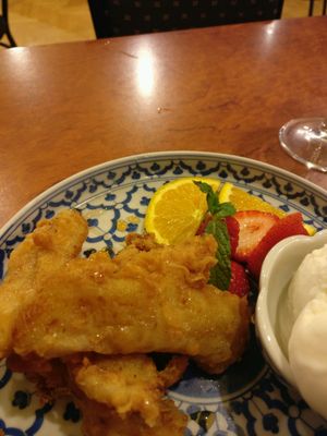 tempura banana at Madame K's Vegetarian - Williamstown in Williamstown