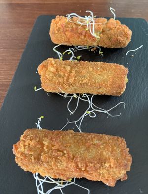 Pea and mint croquettes  at FAMA Aperitif Bar in Benalmadena