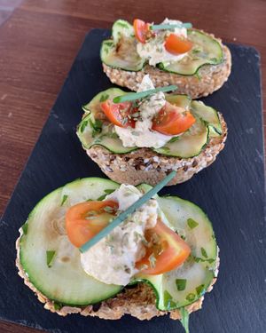 Courgette and hummus bruschetta  at FAMA Aperitif Bar in Benalmadena