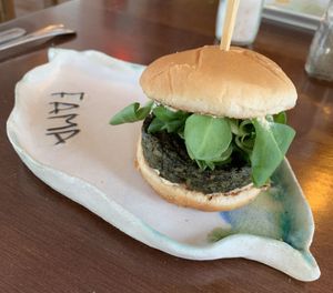 Vegan burger at FAMA Aperitif Bar in Benalmadena