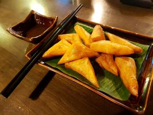fried tofu with tangy sauce at Shan Kitchen in Yangon