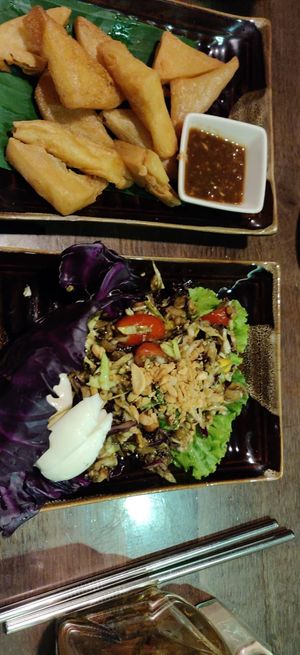 Fried tofu and special tea leaf salad at Shan Kitchen in Yangon