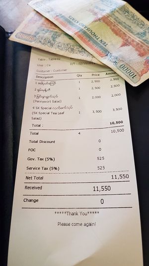 Bill at Shan Kitchen in Yangon