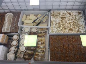 Freezer section of cakes  at Green Meat in San Sebastian