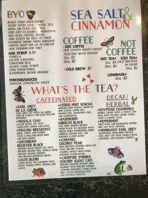 drink menu  at Sea Salt & Cinnamon in Muncie