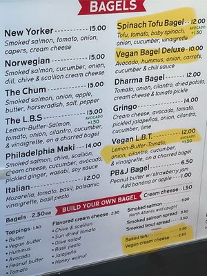 Vegan bagel options  at Small Mart in New Orleans