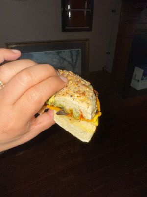 Their new vegan egg cheese and bacon bagels are delicious!  at Small Mart in New Orleans