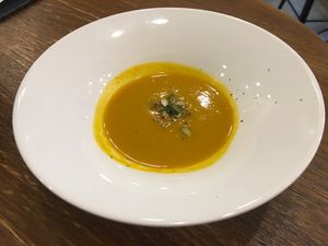 Pumpkin soup at VegFarm - Wú Guójiè Shū Shí in Taichung