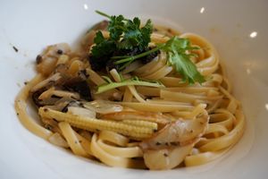 Truffle sauce with cream spaghetti at VegFarm - Wú Guójiè Shū Shí in Taichung