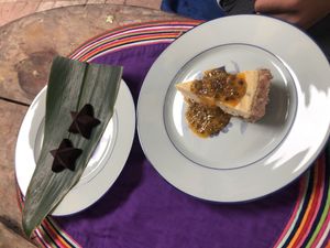 Organic raw chocolate, passion fruit tart  at Niceness in Nago