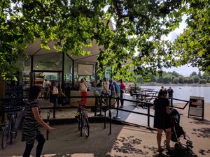 Right outside the entrance next to the road at Serpentine Bar & Kitchen in London