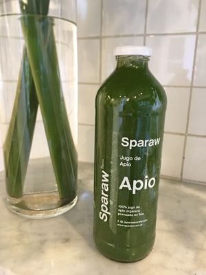 Organic celery juice  at Sparaw - Recoleta in Buenos Aires