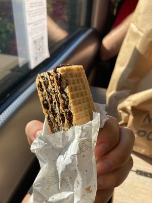 Chocolate & nut spread waffle dessert. Super yummy  at Avokado in Koper