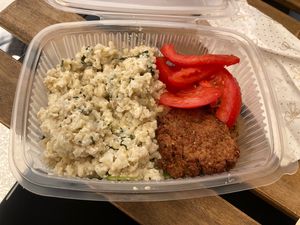 Baked rice with spinach and vegetable dumplings at Avokado in Koper