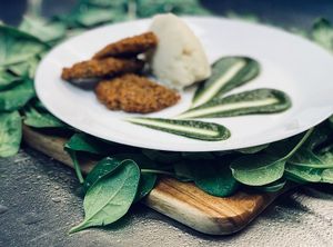 Mash potato with spinach. at Avokado in Koper