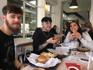 Pals at greazy vegan  at Greazy Vegan in Cardiff