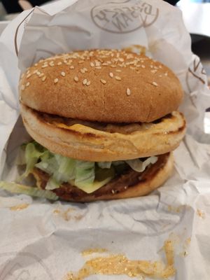 big moc burger at Greazy Vegan in Cardiff