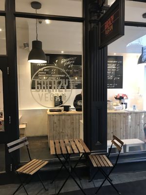 Outdoor seating  at Greazy Vegan in Cardiff