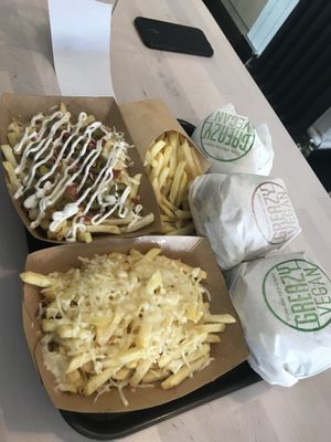 dirty fries and cheesy fries  at Greazy Vegan in Cardiff