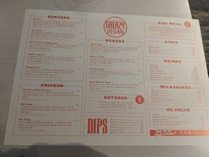 The menu at Greazy Vegan in Cardiff