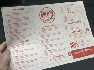 Amazing menu at Greazy Vegan in Cardiff
