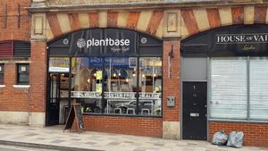 Outside at Plantbase Cafe in South West London
