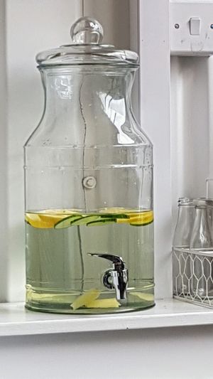Free cucumber/lemon water  at Plantbase Cafe in South West London
