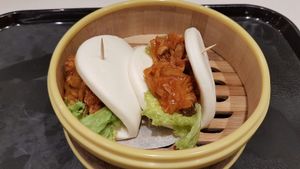 Lotus leaf bun with monkey head mushroom at Grove Cafe 素林 - Paya Lebar in Central Singapore