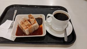 Yummy yam cake set with kopi O at Grove Cafe 素林 - Paya Lebar in Central Singapore