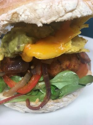 Falafel Fajita Burger at Castle Inn in Criccieth