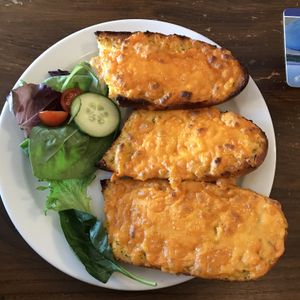 Vegan cheesy garlic bread  at Castle Inn in Criccieth