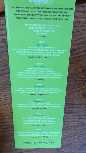 Vegan menu at Castle Inn in Criccieth
