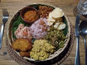 nasi campur at Sarinbuana Eco Lodge in Tabanan