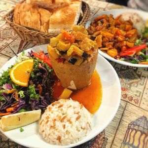Pottery kebab and the vegetarian plate (which seemed to be pretty much exactly the same just without the pottery part) at Silk Road Cafe and Restaurant in Goreme