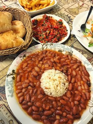 Baked beans, acili ezme and bread at Silk Road Cafe and Restaurant in Goreme