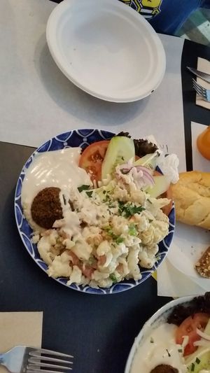 Friend cauliflower with tahini at Farm Food Ink Cafe in Lisbon