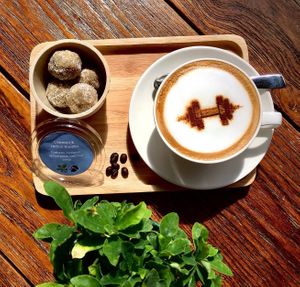 Coffee and booster balls at Booster Deli & Cafe in Phuket