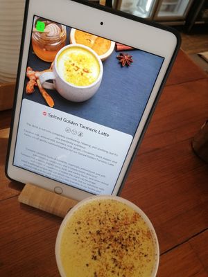 Fresh turmeric latte at Booster Deli & Cafe in Phuket