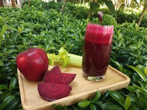 Beetroot and apple juice at Booster Deli & Cafe in Phuket