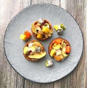 Vegan spelt waffles at Booster Deli & Cafe in Phuket