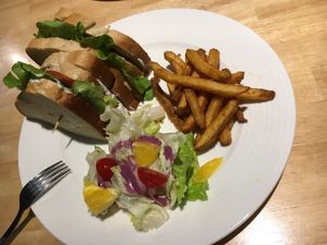 Tempeh BLT with fries and salad at Happy Green - Tainan Wei Le Lu in Tainan