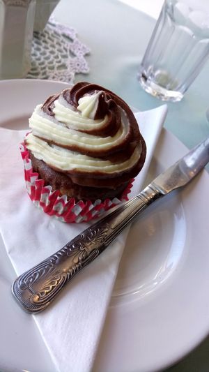 Vanilla and Chocolate Cupcake. at Pots in Falkirk