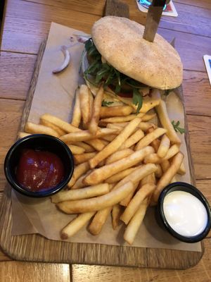 Vegan Burger with extra vegan mayo  at Cafe Del Sol  in Filderstadt