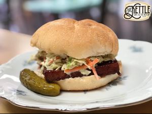 BBQ Tofu and Coleslaw Sandwich  at The Kettle Cafe in Ocean Springs